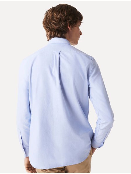 Camisa Lacoste Masculina Regular Fit Oxford Classic Azul Mescla