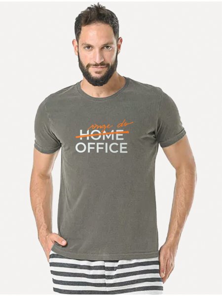 Camiseta King & Joe Masculina Slim Estonada Home Office Chumbo