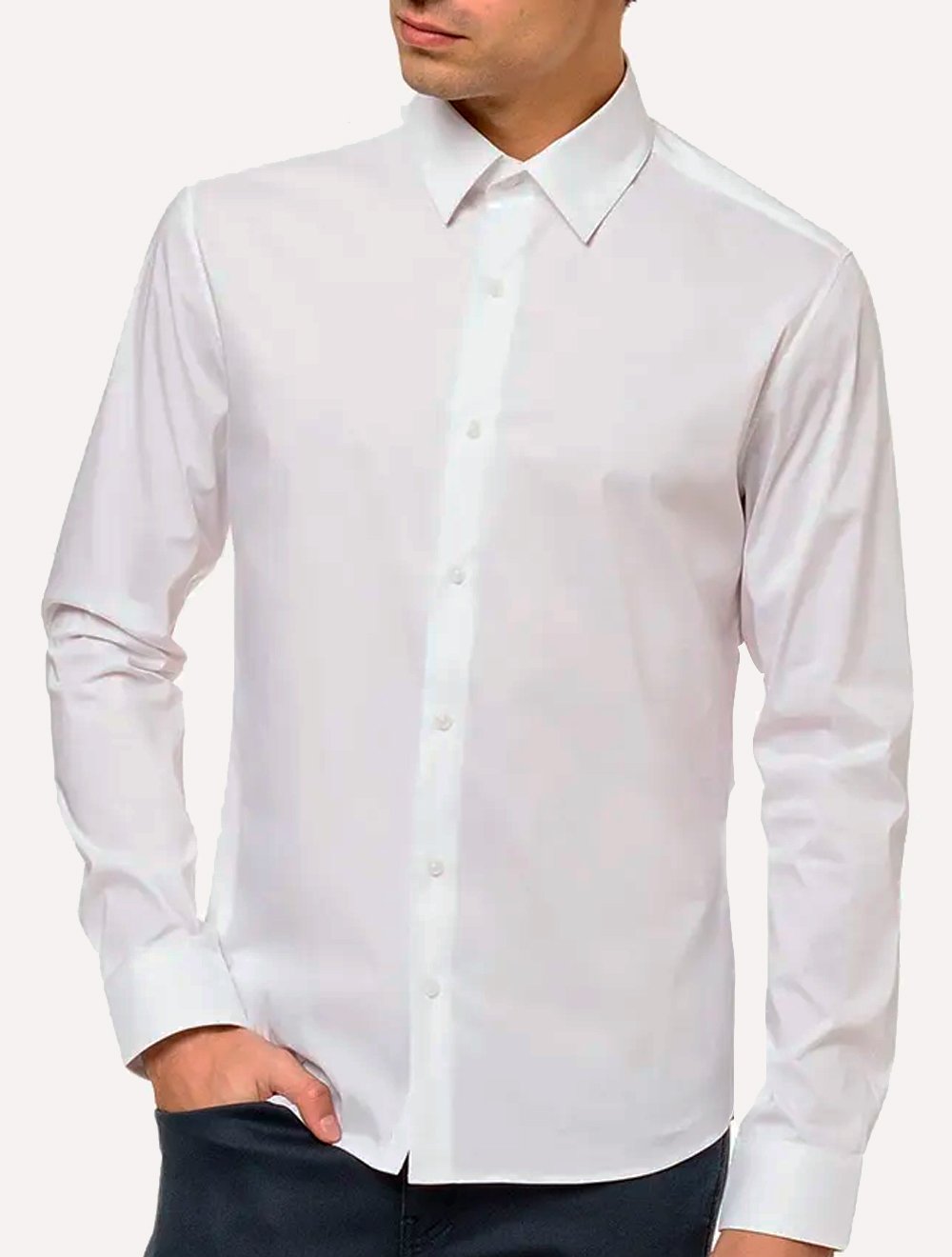 Camisa Calvin Klein Masculina Slim Essential Basic Logo Branca