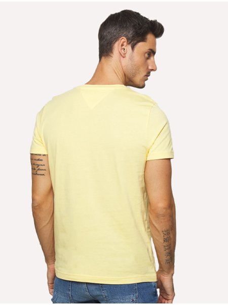 Camiseta Tommy Hilfiger Masculina Logo Tee Amarelo Claro