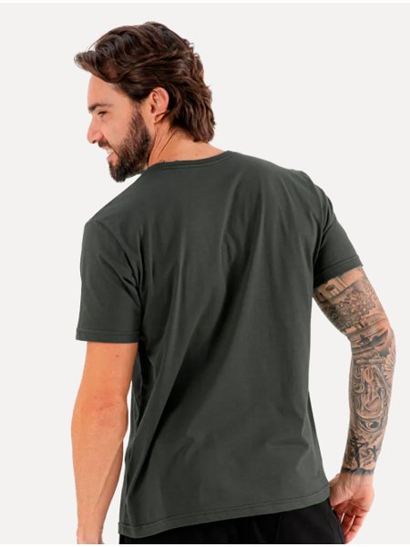 Camiseta King & Joe Masculina Slim Basic Light Small Logo Verde Escuro