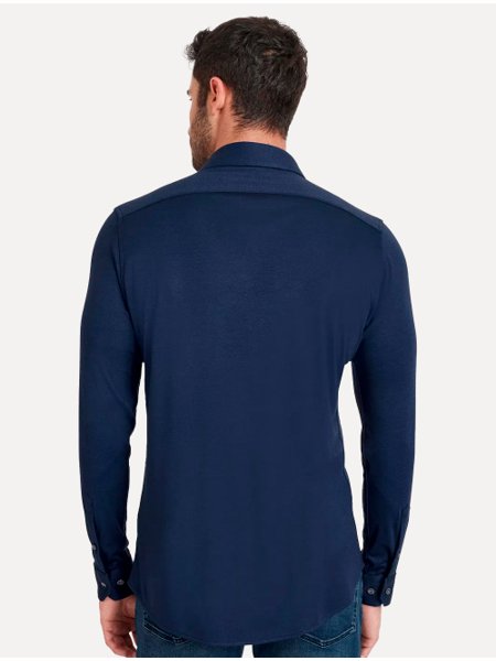 Camisa Aramis Masculina Slim Malha Modal Textura Azul Marinho