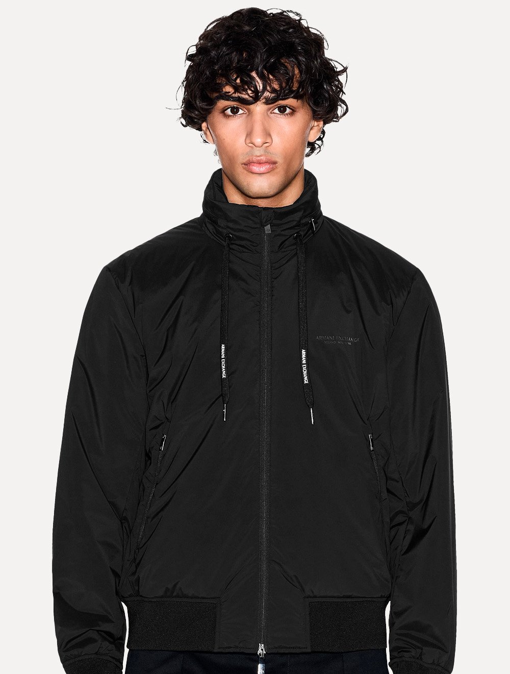 Jaqueta Armani Exchange Masculina Nylon Elástico Preta | Secret Outlet