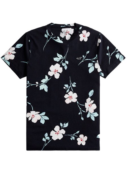 Camiseta Hollister Masculina Must-Have Floral Preta