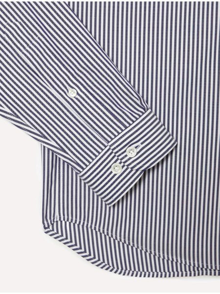Camisa Lacoste Masculina Regular Striped Cotton Azul Marinho/ Branca