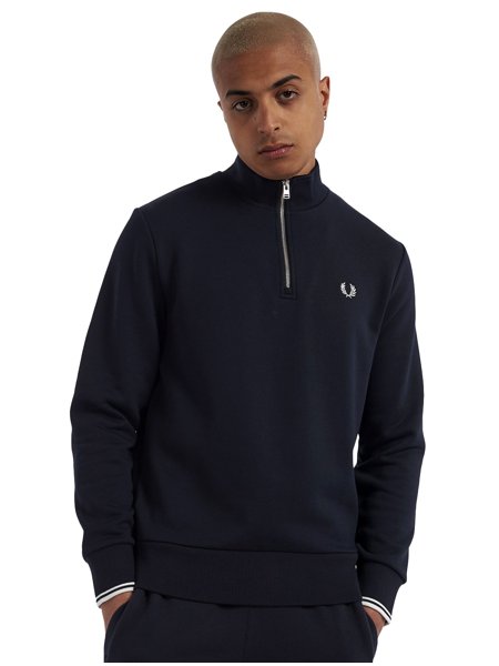 Blusa Fred Perry Moletom Masculina Regular Half Zip Preta Secret