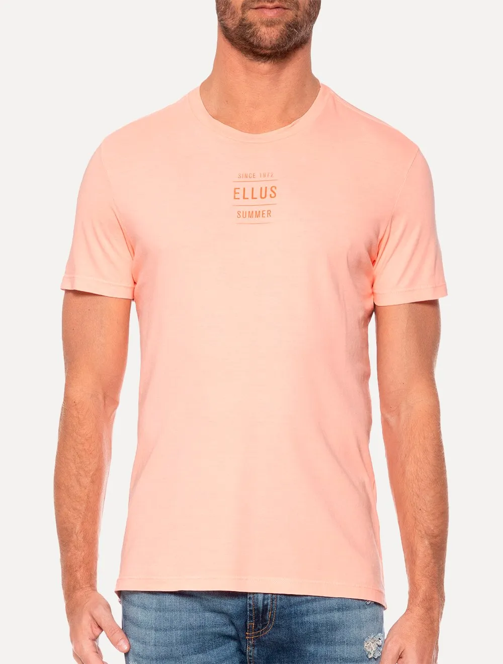 Camiseta Ellus Masculina Cotton Fine Summer Neon Laranja