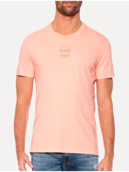 Camiseta Ellus Masculina Cotton Fine Summer Neon Laranja