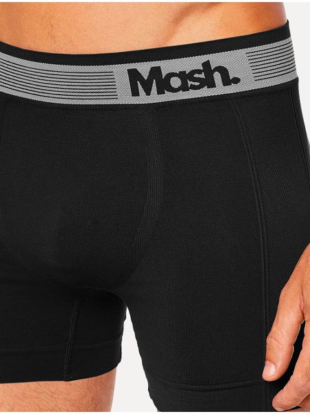 Cueca Mash Boxer Microfibra Seamless Gray Waist Preta 1UN