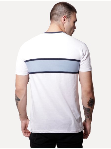 Camiseta Nautica Masculina Blue Sash Shoulder Azul Claro / Branca
