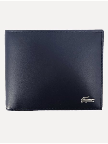 Carteira Lacoste Masculina Couro Classic Billfold Noir Azul Marinho