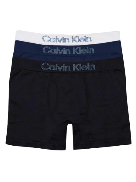 Cuecas Calvin Klein Trunk Seamless Outline Logo Azul Escuro Preto e Branco Pack 3UN