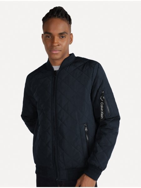 Jaqueta Calvin Klein Jeans Bomber CK Zip Azul Marinho Secret Outlet
