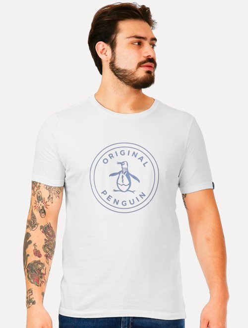 Camiseta Original Penguin Masculina Blue Mascot Logo Azul Marinho