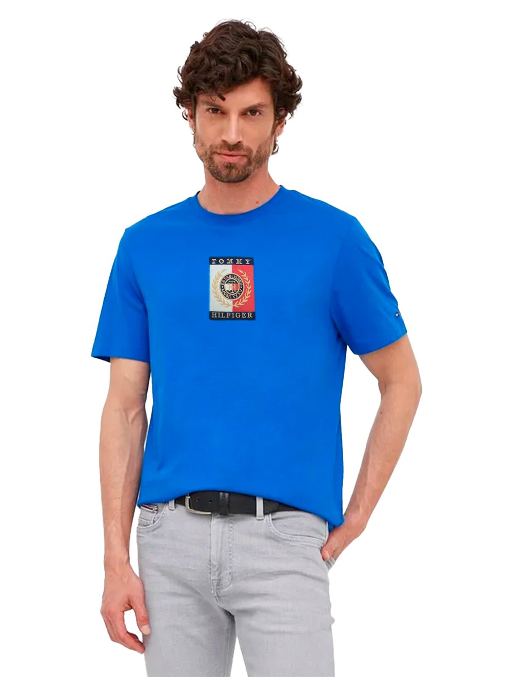 Camiseta Tommy Hilfiger Básica Logo Masculina - Azul Claro