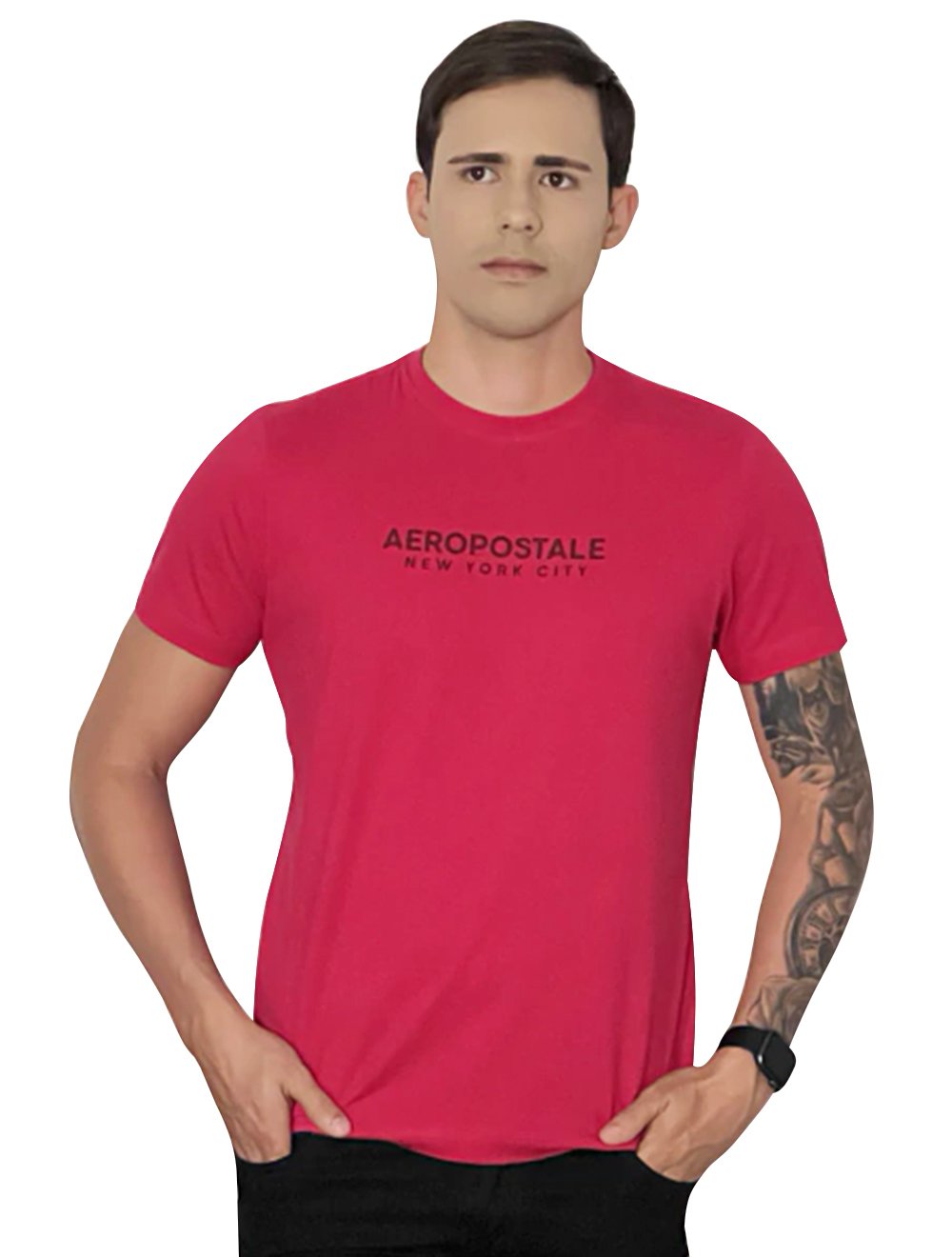 Camiseta Aeropostale Masculina Colors New York City Rosa Escuro