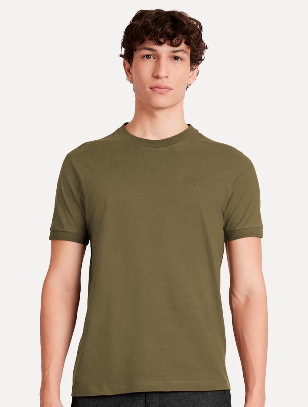 Camiseta Aramis Masculina Gola Retilinea Textura Verde Musgo