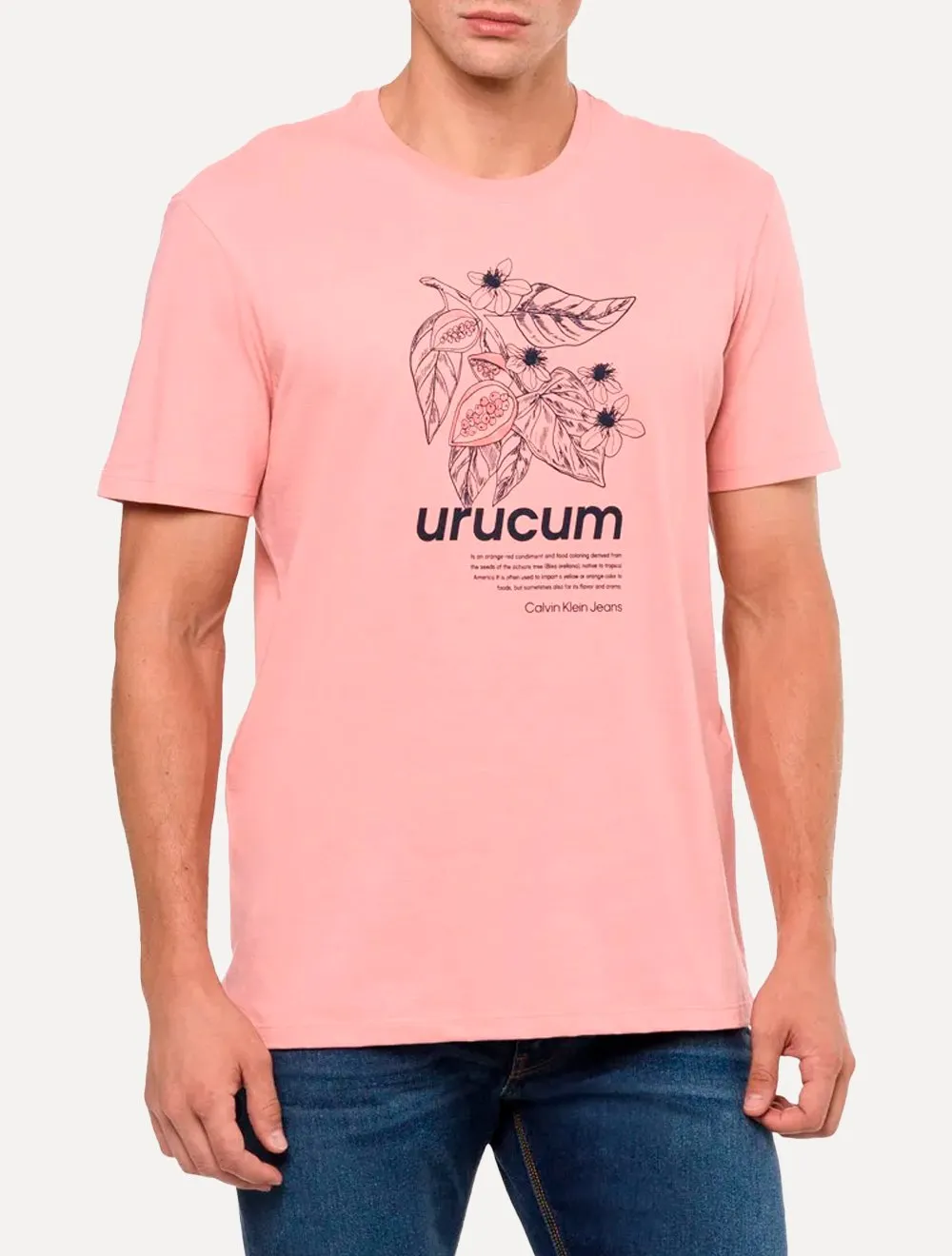 Camiseta Calvin Klein Jeans Masculina Sustainable Natural Dyes Urucum Rosa Claro