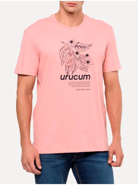 Camiseta Calvin Klein Jeans Masculina Sustainable Natural Dyes Urucum Rosa Claro