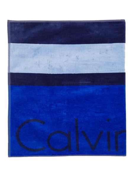 Toalha Calvin Klein Stripes Logo Azul