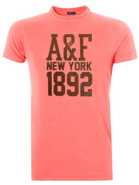 Camiseta Abercrombie Masculina Muscle A&F New York 1892 Rosa Mescla