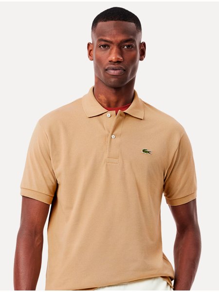 Polo Lacoste Masculina Cáqui Claro