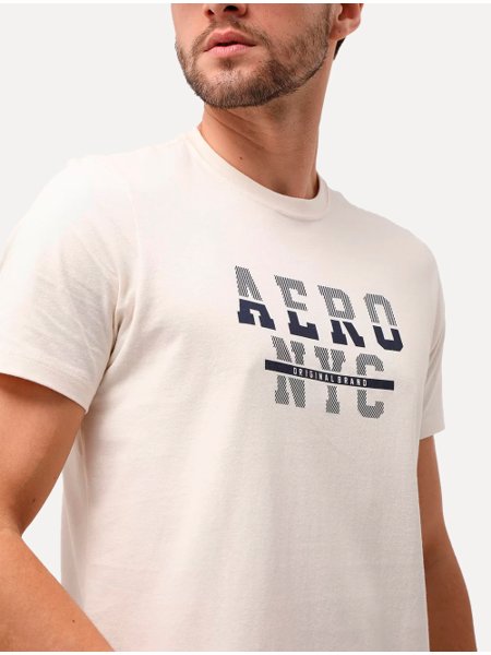 Camiseta Aeropostale Aero NYC Logo Caqui Claro