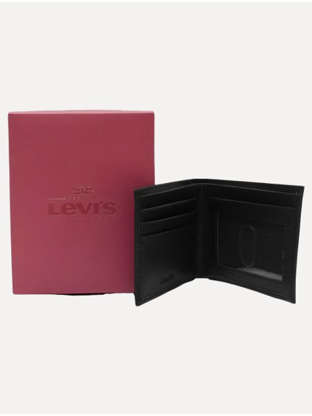 Carteira Levis Masculina Batwing Logo Flat Bifold Preta