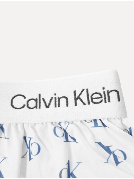 Cueca Calvin Klein Samba Canção Ck Print Staggered Logo Branca
