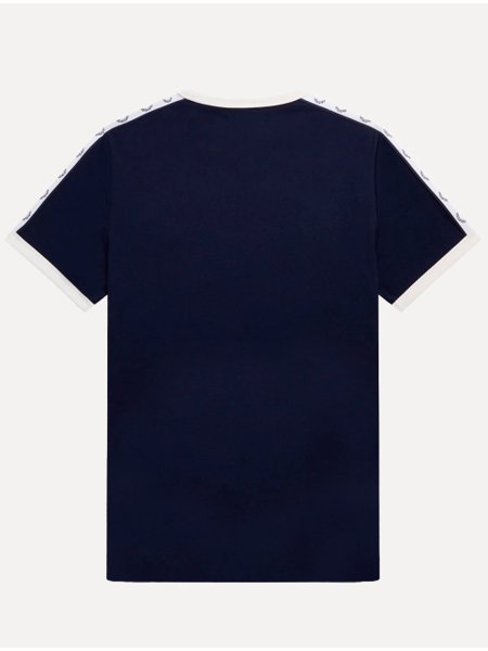 Camiseta Fred Perry Masculina Regular Taped Ringer Azul Marinho