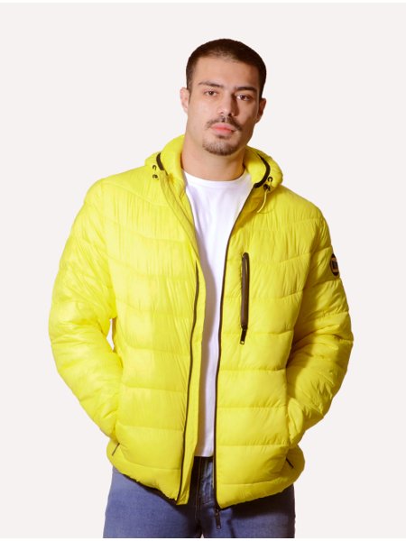 Jaqueta Victory Eagle Masculina Nylon Hoodie Puffer Amarela