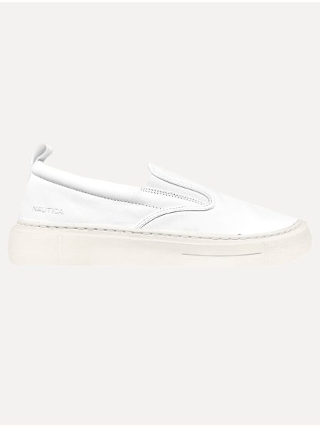 Tênis Nautica Masculino Slip On Couro Branco Secret Outlet