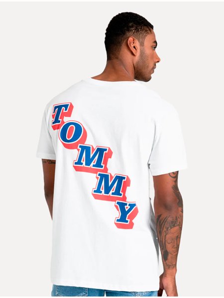 Camiseta Tommy Jeans Masculina Skate College Logo Branca