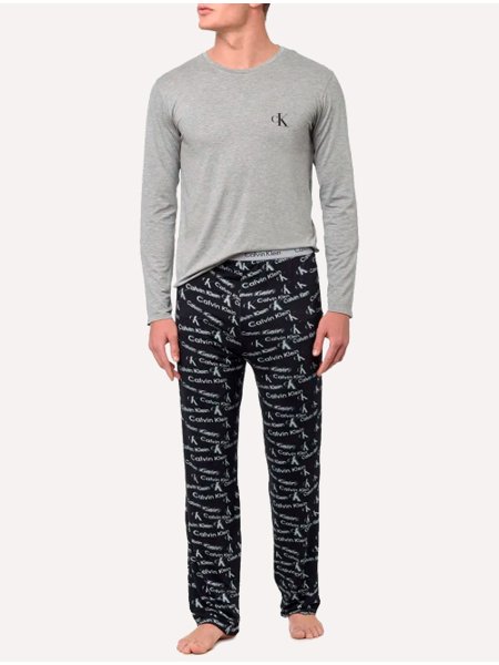 Pijama Calvin Klein Masculino Manga Longa Calça CK Visco Warped