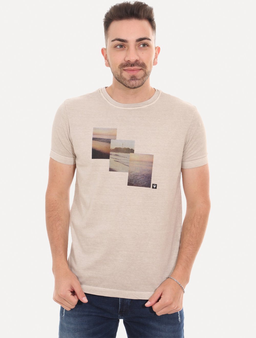 Camiseta Osklen Masculina Slim Stone Arpx Photo Areia