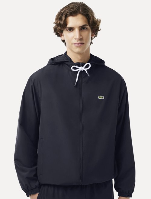Jaqueta Lacoste Masculina Hoodie Waterproof Track Sport Preta