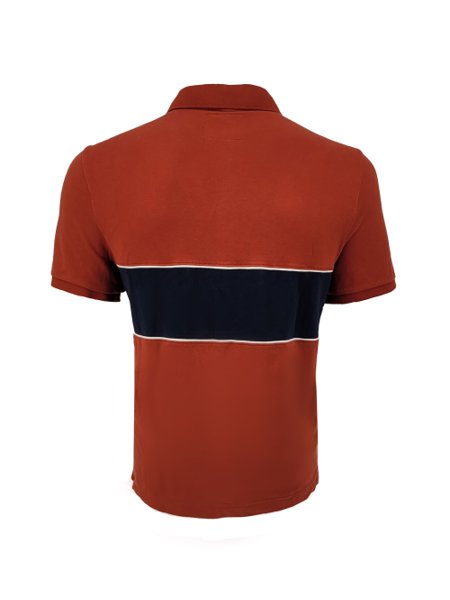 Polo Hollister Masculina Center Navy Block Terracota