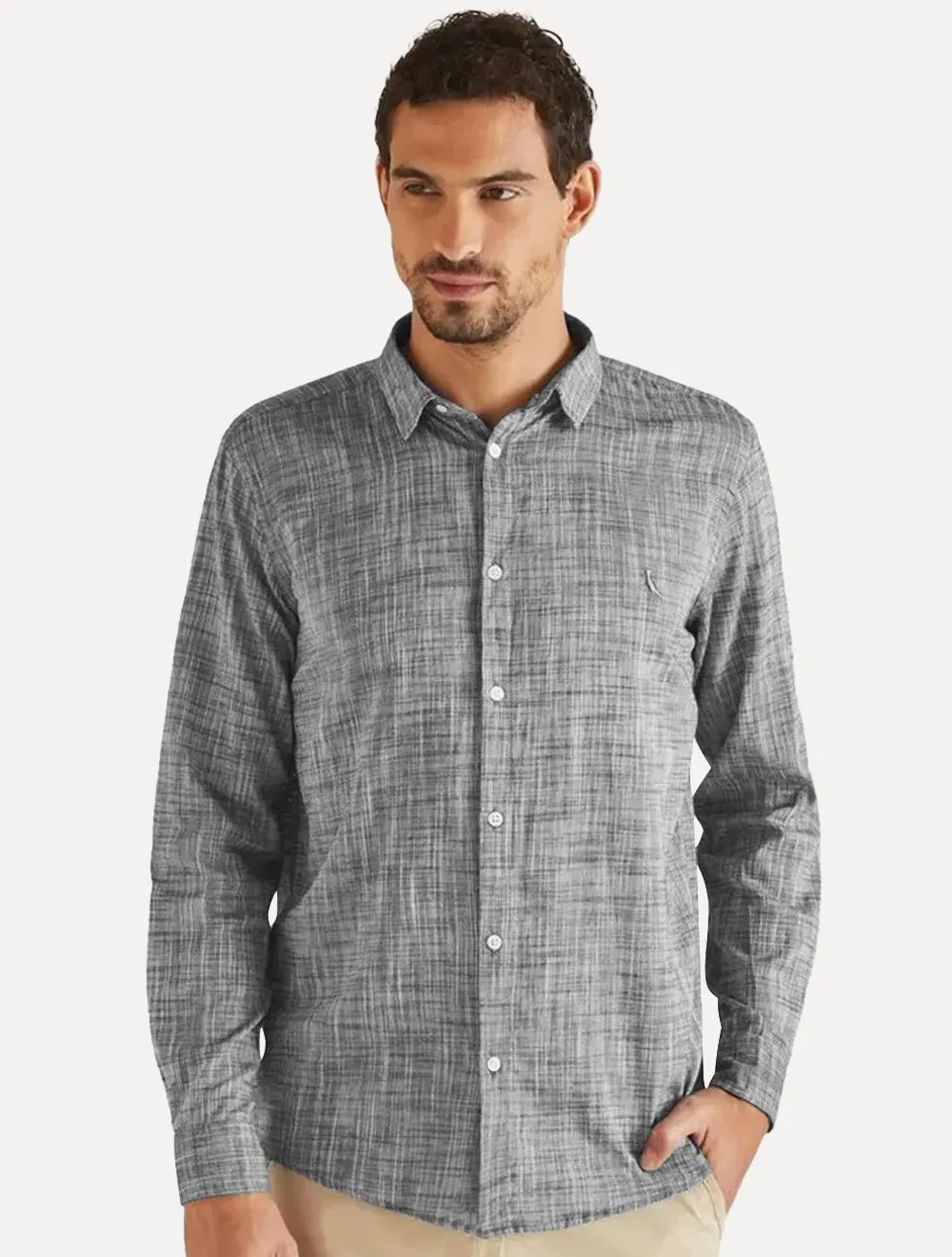 Camisa Reserva Masculina Flamê Leve Cinza Escuro Mescla