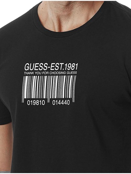 Camiseta Guess Masculina Barcode Est.1981 Silk Preta
