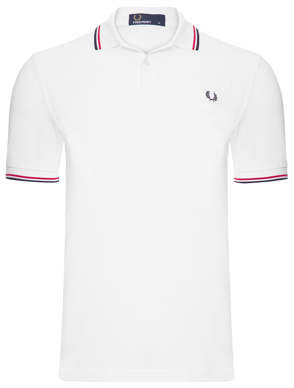 Polo Fred Perry Masculina Piquet Regular Red White Twin Tipped Branca