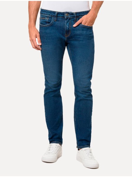 Calça Calvin Klein Jeans Masculina Skinny Fili Duplo Marinho