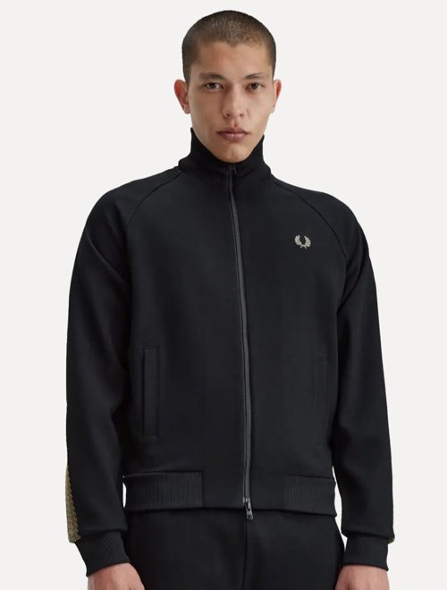 Jaqueta Fred Perry Masculina Regular Taped Track Preta | Secret Outlet