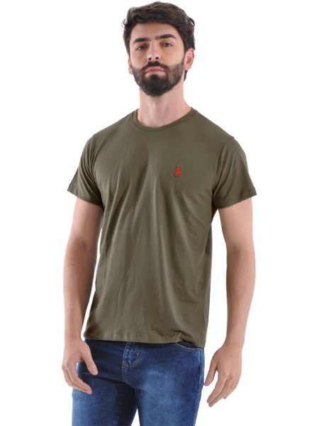 Camiseta Ralph Lauren Masculina Custom Fit Verde Militar