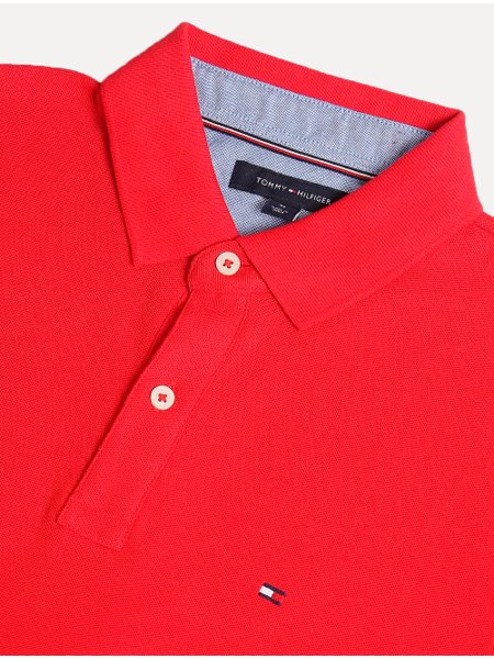 Polo Tommy Hilfiger Masculina Custom Fit Ivy Vermelha