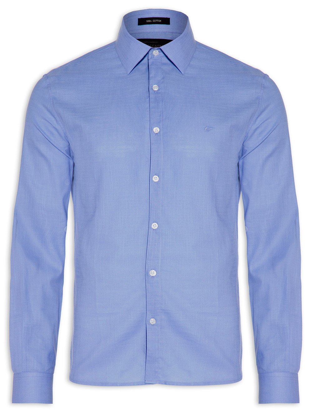 Camisa Ellus Regular Linen Like Classic Italian Azul