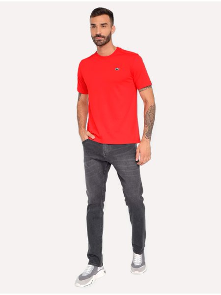 Camiseta Lacoste Masculina Basic Sport Quick Dry Vermelha