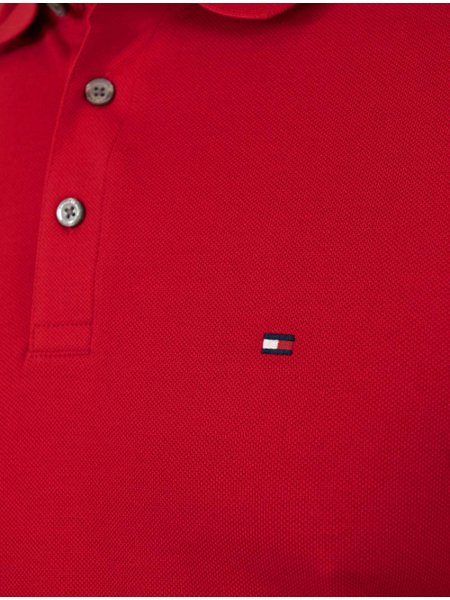 Polo Tommy Hilfiger Slim Piquet Classic Flag Cuff Vermelha