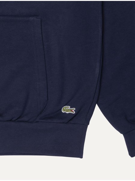 Moletom Lacoste Masculino Hoodie Classic Fit Cotton Fleece Logo Azul Marinho