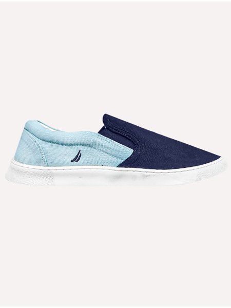 Tênis Nautica Masculino Slip On Lona Azul Marinho/Turquesa