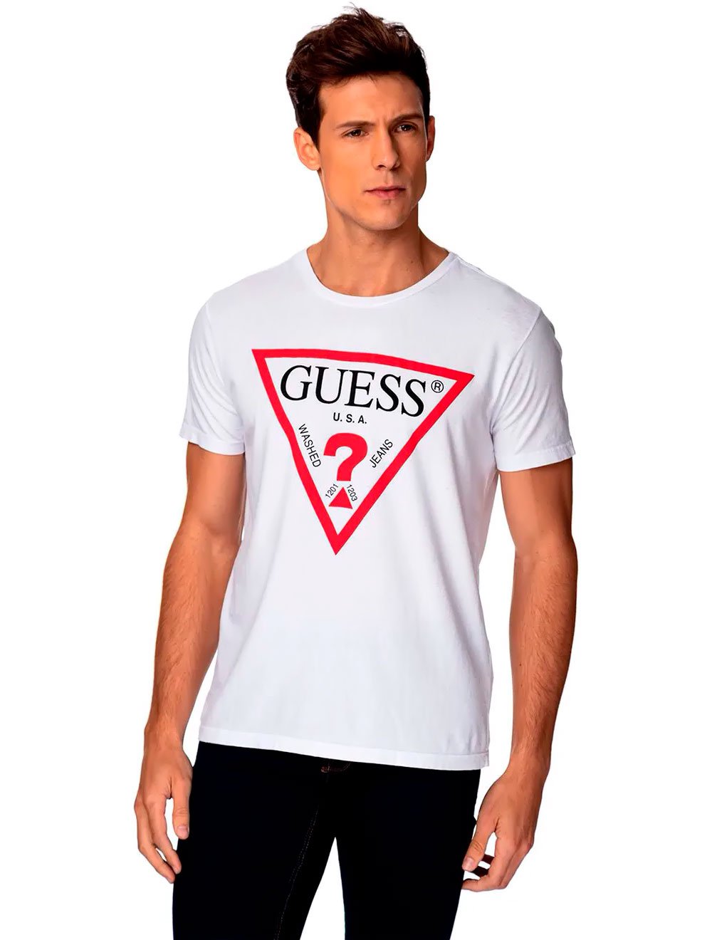 Rafflesia Arnoldi suffer Copyright Camiseta Guess Masculina Logo Print Branca | Secret Outlet
